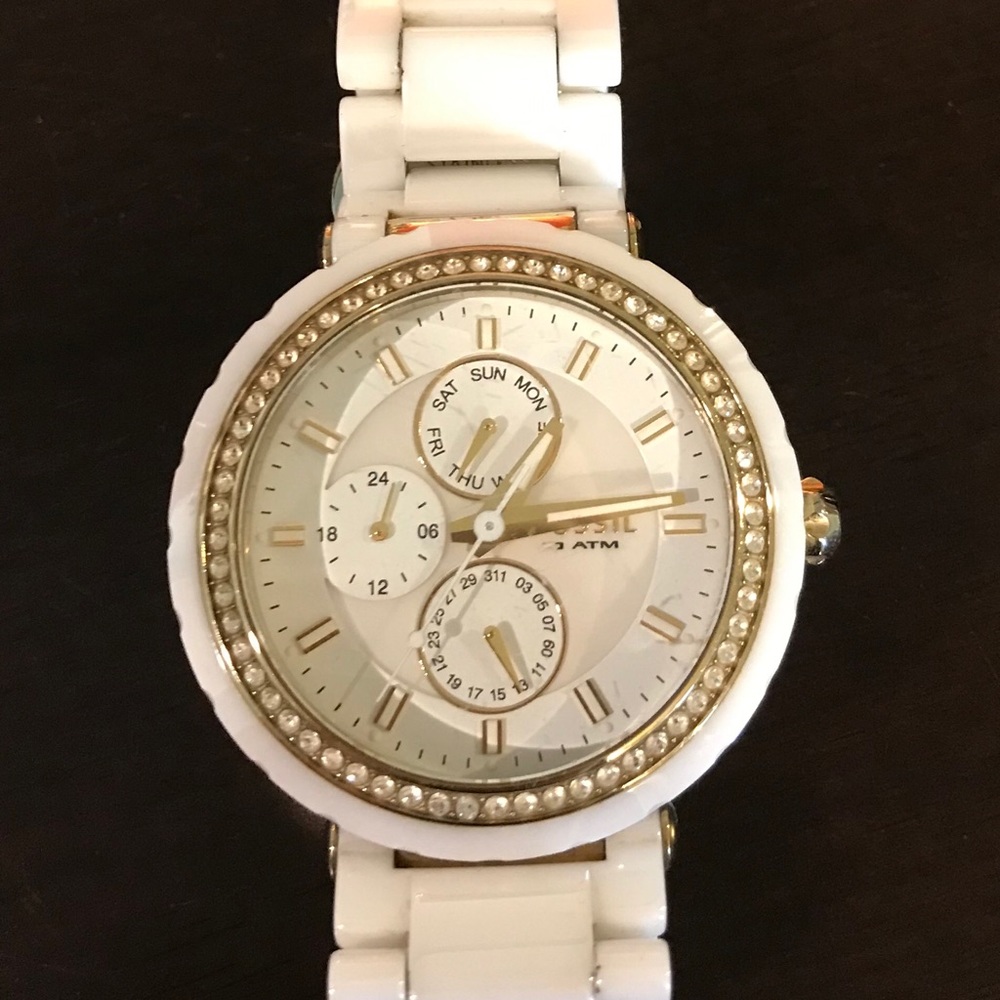 White Fossil watch